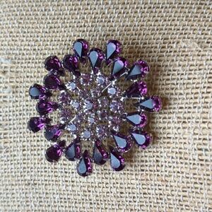 Elegant Purple and Silver Vintage Brooch